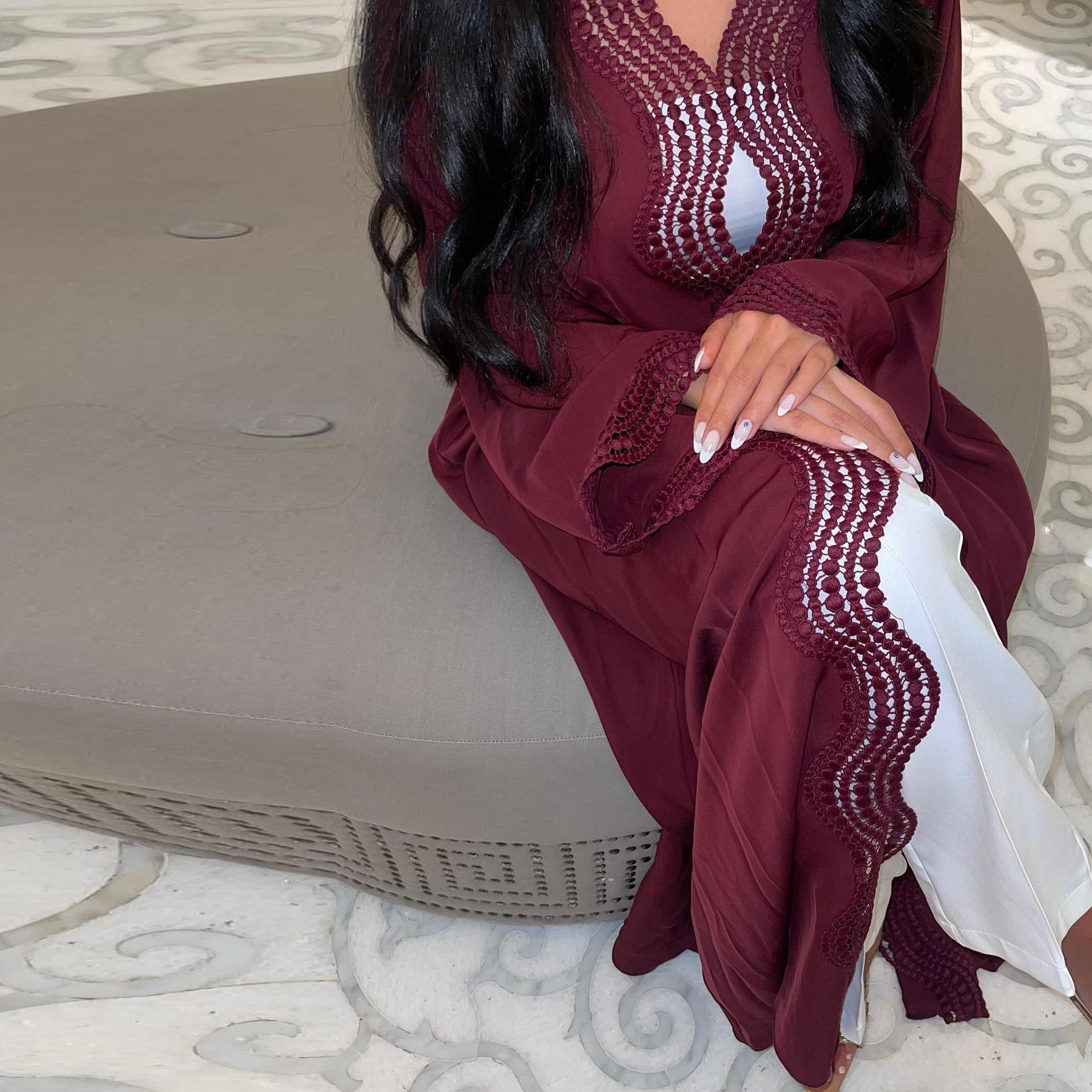 Zahra Printed Diamond Kimono Abaya