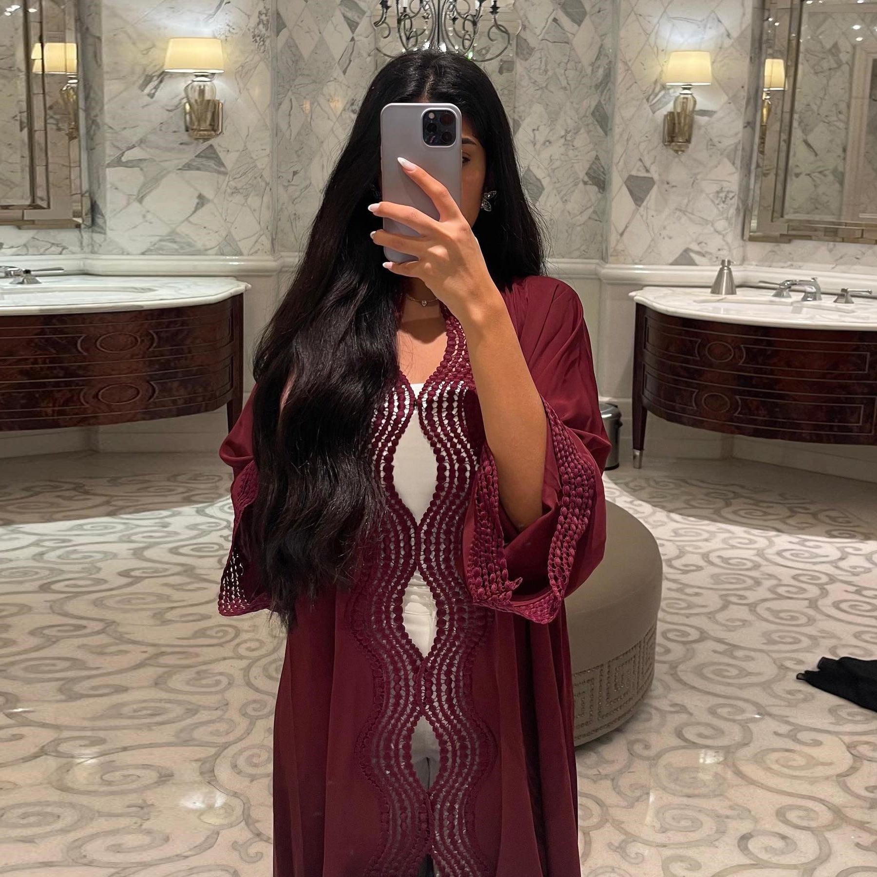 Zahra Printed Diamond Kimono Abaya