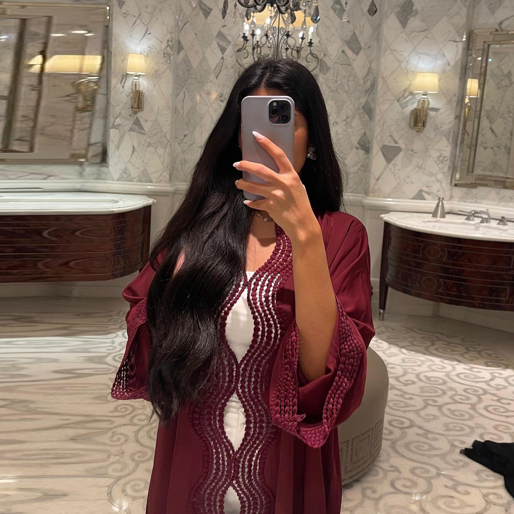 Zahra Printed Diamond Kimono Abaya