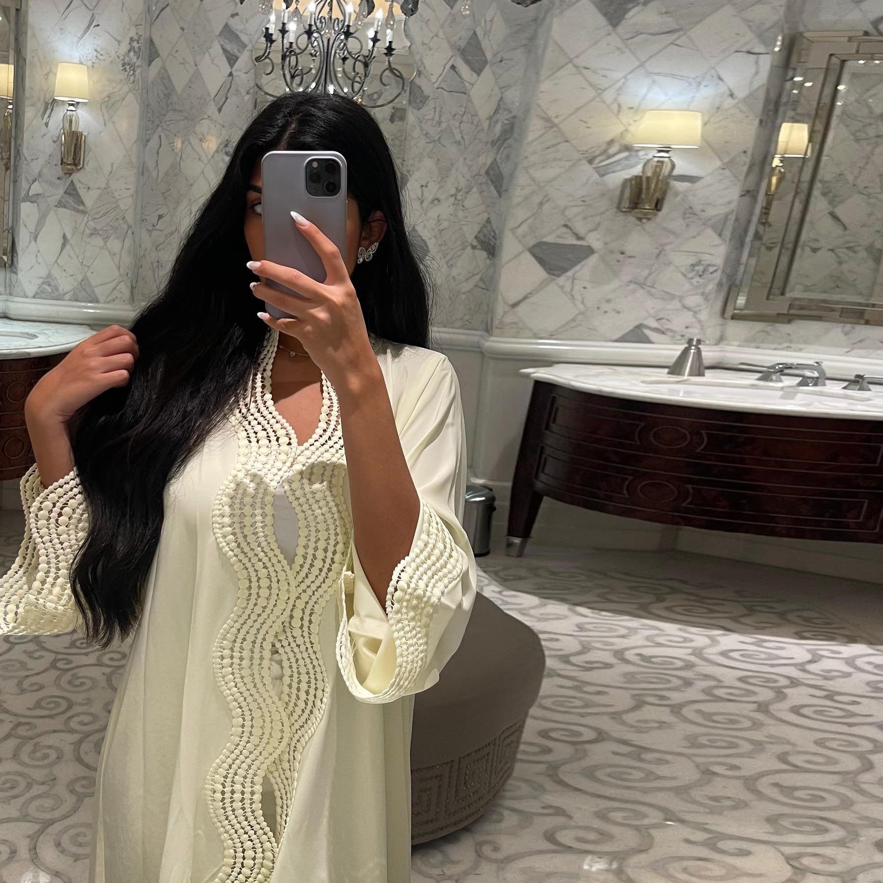 Zahra Printed Diamond Kimono Abaya