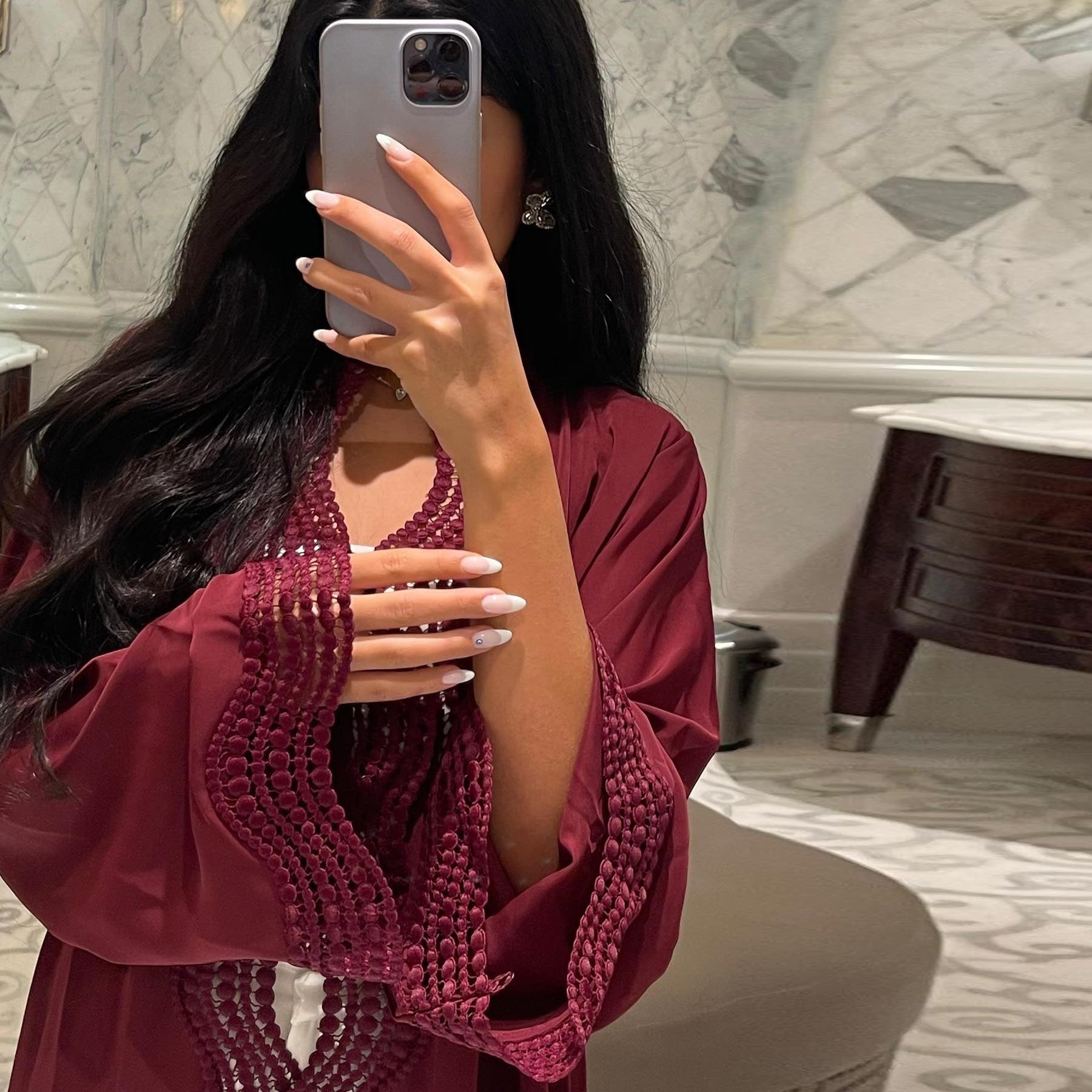 Zahra Printed Diamond Kimono Abaya