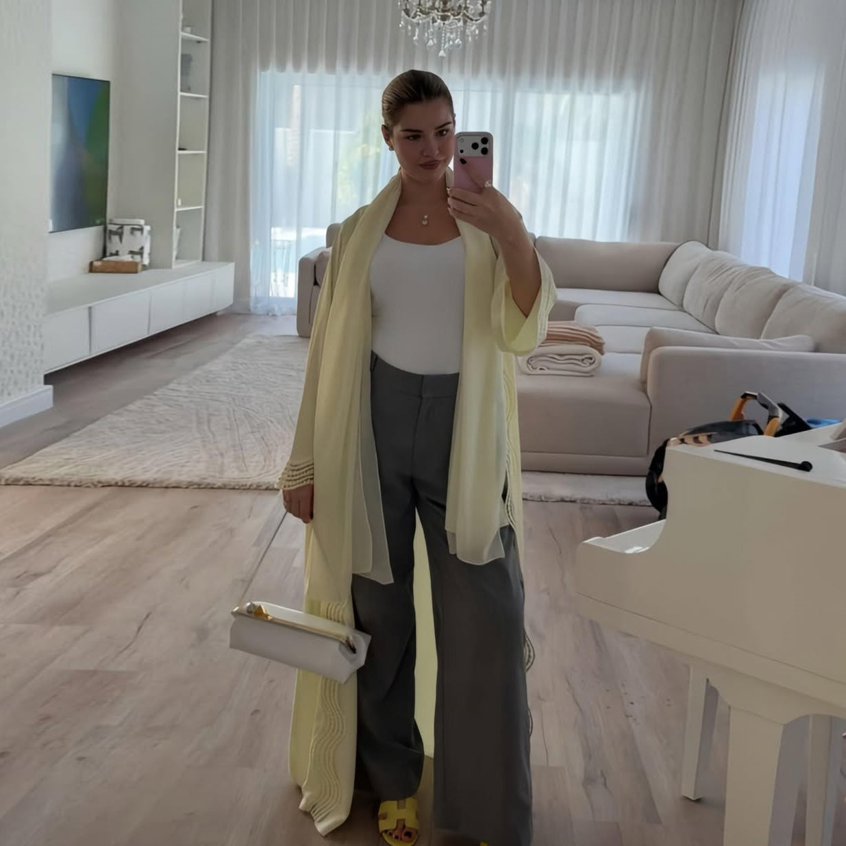 Zahra Printed Diamond Kimono Abaya