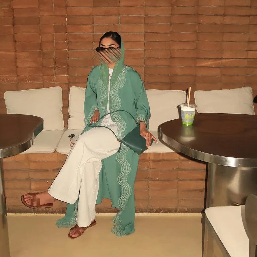 Zahra Printed Diamond Kimono Abaya