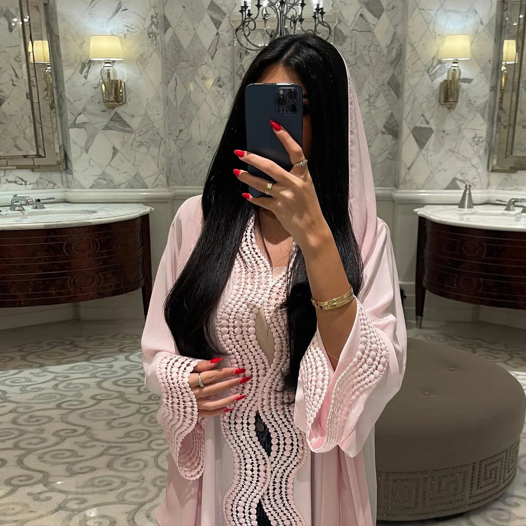 Zahra Printed Diamond Kimono Abaya